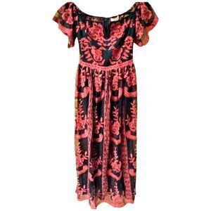 Honey Punch Women's Lacy Sexy Floral Romper Maxi Dress